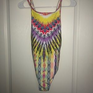 One-piece bathing suit multi-colored